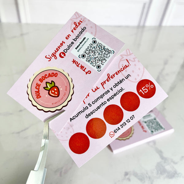 Tarjetas de lealtad, impresión a 2 caras + laminado