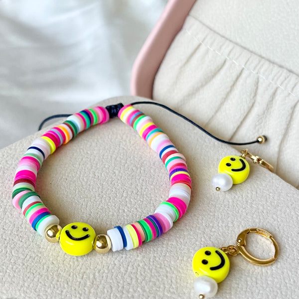 Pulsera happy face arcoíris.
