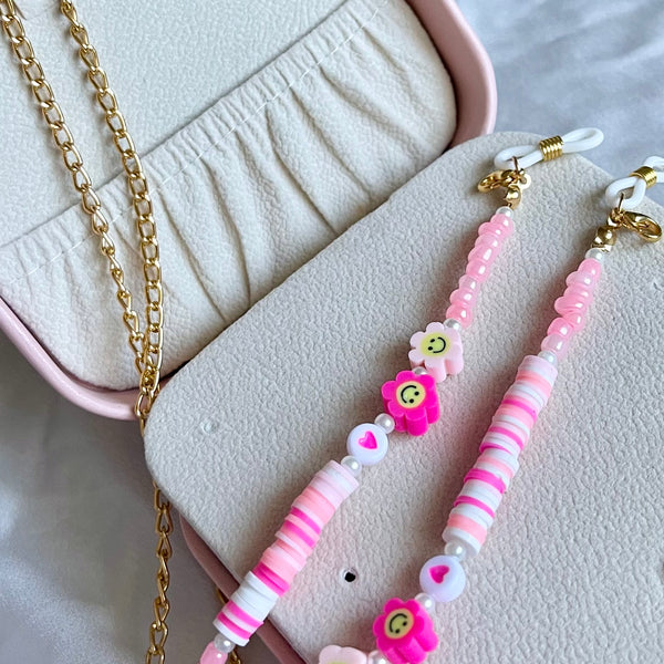 Strap rosa con cadena.