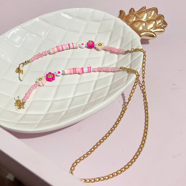 Strap rosa con cadena.