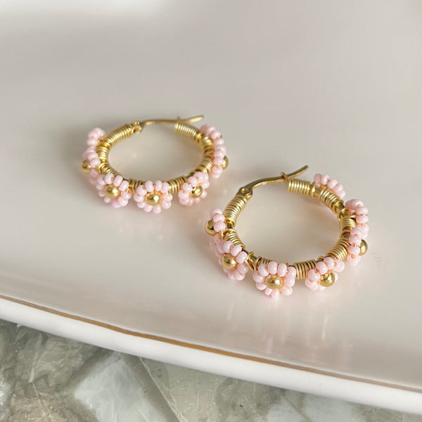 Arracadas rosa pastel.